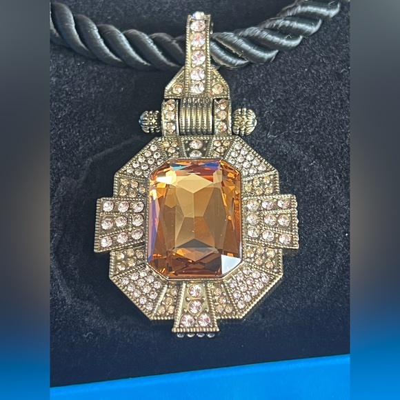 Vtg Heidi Daus 3 piece necklace set- canary yellow ornate pendant NIB - Picture 4 of 8